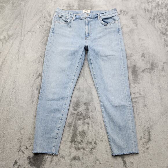 AGOLDE Jeans Womens 32 Blue Light Wash Sophie Raw Hem High Rise Crop Skinny - Picture 1 of 13